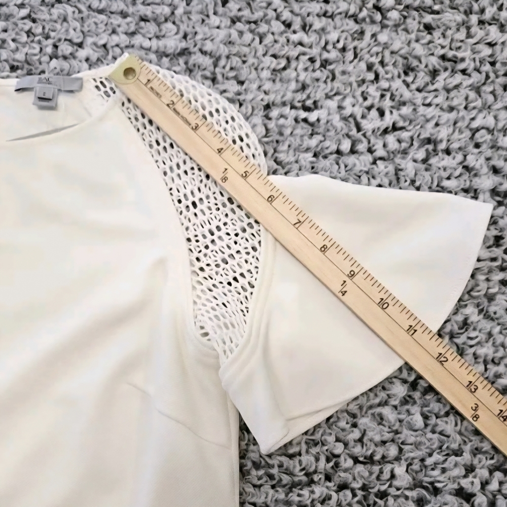 Zac Posen Off White Mini Dress US 2 XS Short Sleeve Graduation Prom Bachelorette - Picture 13 of 15